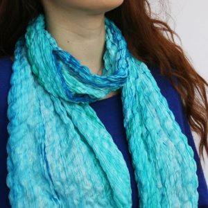 Sky blue-streaked-crinkled-silk-scarf