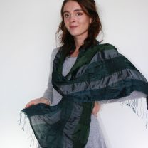 Silk scarf with smocking