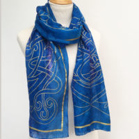 Blue-silk-scarf-with-Celtic-print