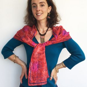 Hand-painted-long-silk-scarves-with-dog-print